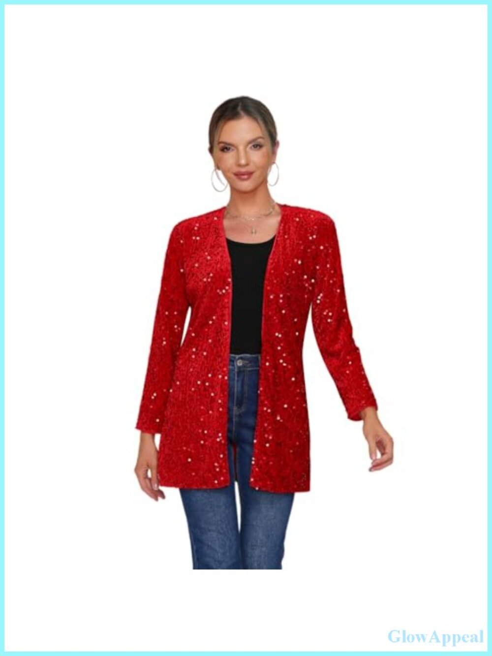 Sequin Blazer Sparkly Open Front Glitter Cardigan Long Sleeve Party